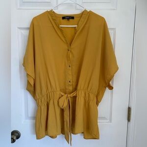 Sweet Rain Mustard Button-Down Blouse